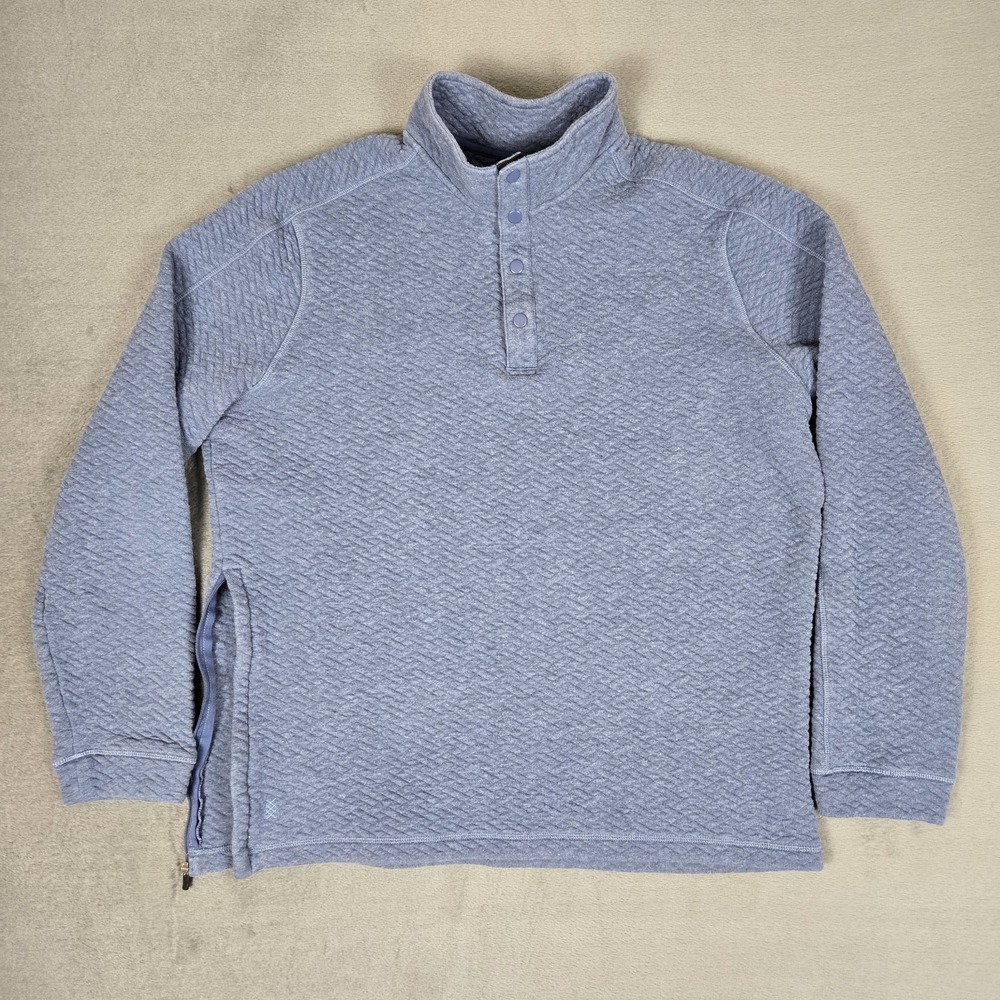 Rhone Weekend Pullover Henley‎ Mens Large Blue Midweight Quilted Fabric *READ